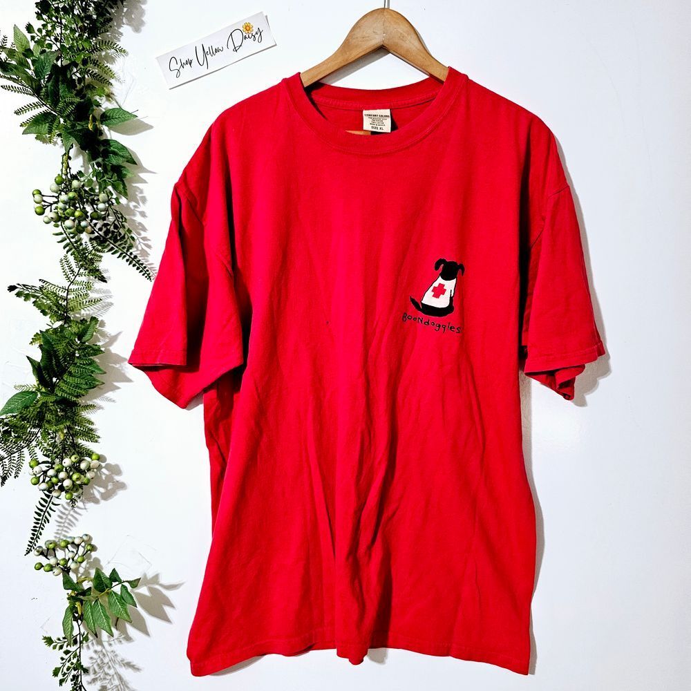 Vintage Comfort Colors Boondoggles Red Graphic‎ T-Shirt XL Guard Dog Beaufort SC